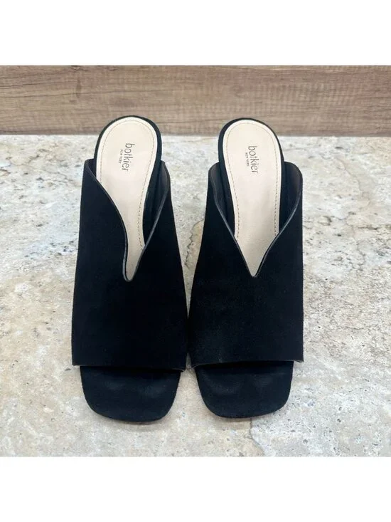 Botkier NY Black Leather Mule Heels Emily Size 11M Open Toe Slip On Sandals - Picture 2 of 10